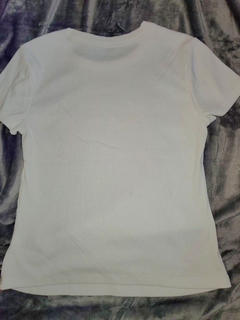 Old Navy Snug Rib Crop Ts Women's Medium Grey (Panther) And White (Calla Lily) - Picture 7 of 16